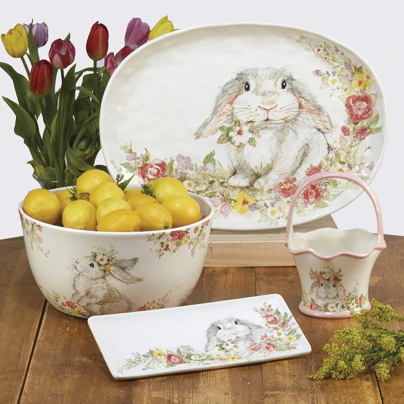 Sweet Bunny 6" Canape/Snack Plates, Assorted Designs, Set Small, Multicolor gallery