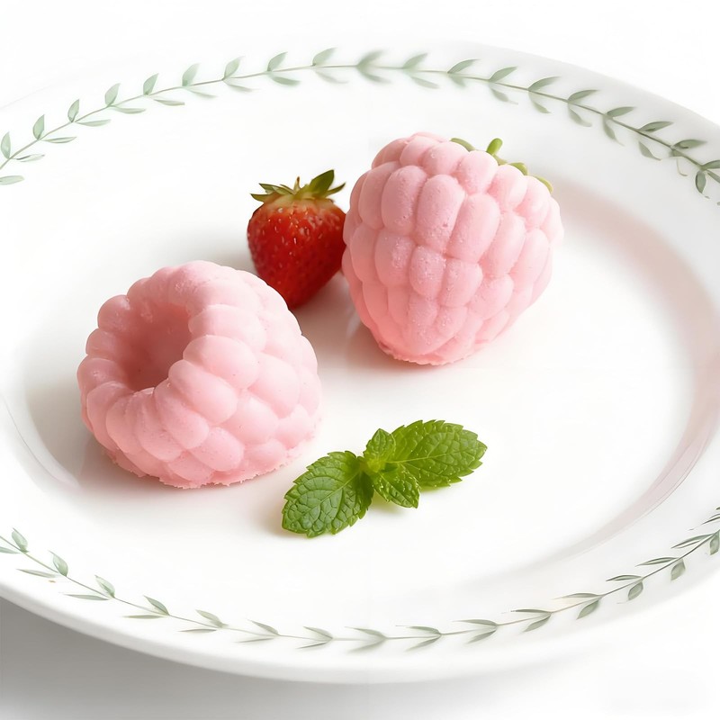6-Cavity Raspberry Silicone Molds for Mousse Cake, Large Fluted Design, White gallery