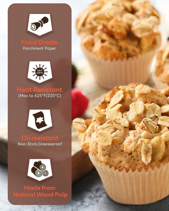 Non-stick 200pcs Standard Cupcake Liners for Baking, Natural, Food-grade Cupc... gallery