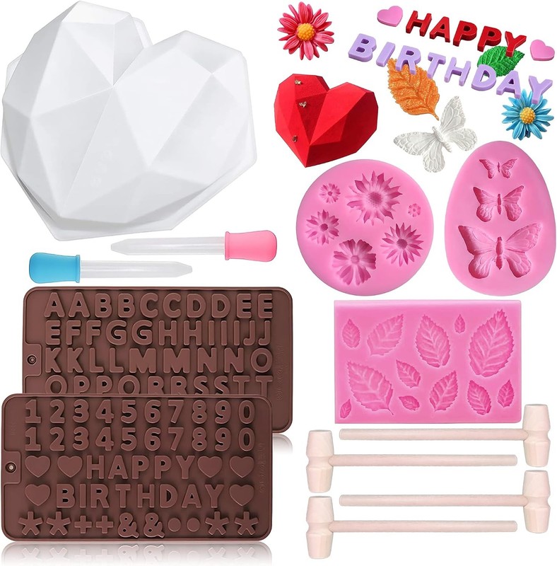 Chocolate Heart Molds Set | Breakable Heart Mold with Hammers, Letter and