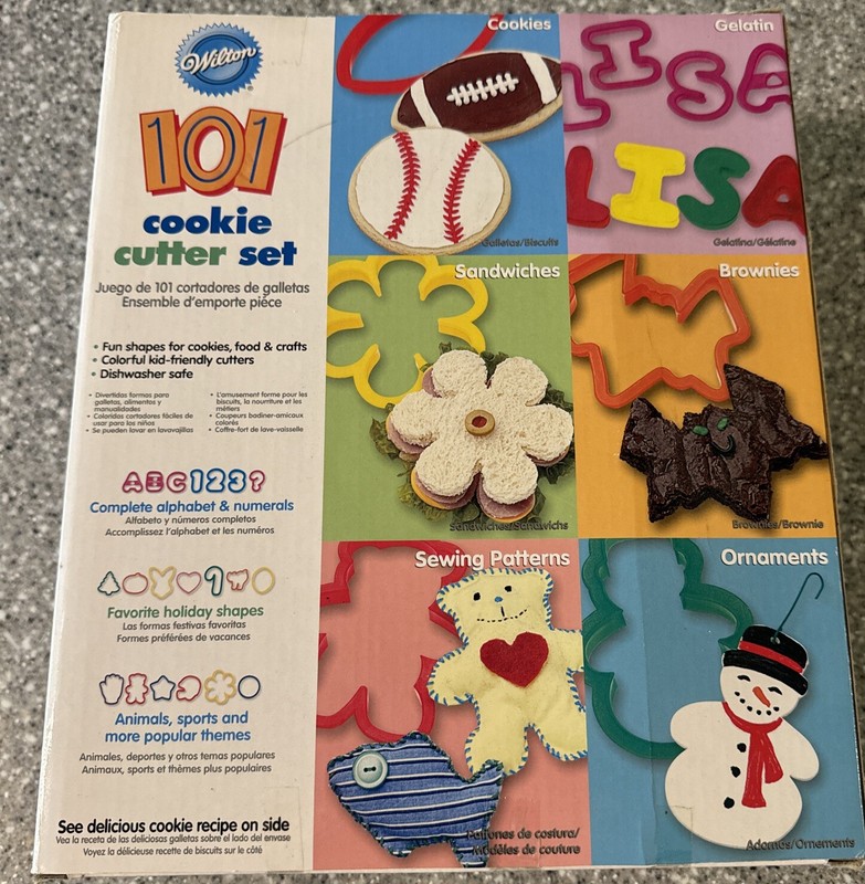 NIB Wilton 101 Pieces Cookie Cutter Set Letters Numbers Shapes Animals Sports ..