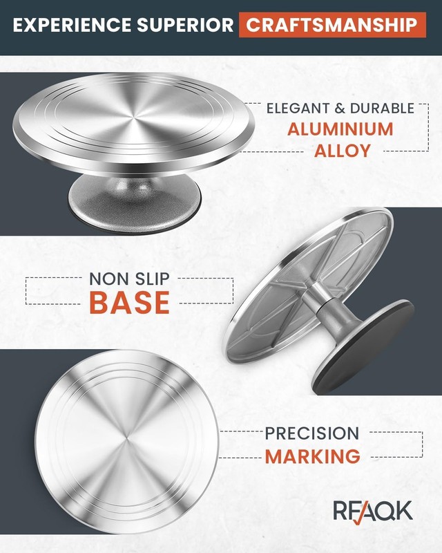 50PCs Cake Decorating Supplies Kit with 12" Aluminum Rotating Cake Turntable gallery