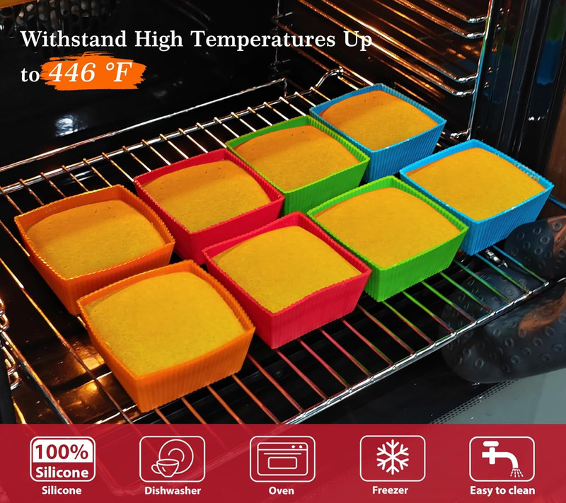 3.5 Inch Jumbo Baking Cups Reusable Silicone Square Cupcake Liners Non-stick Muf gallery