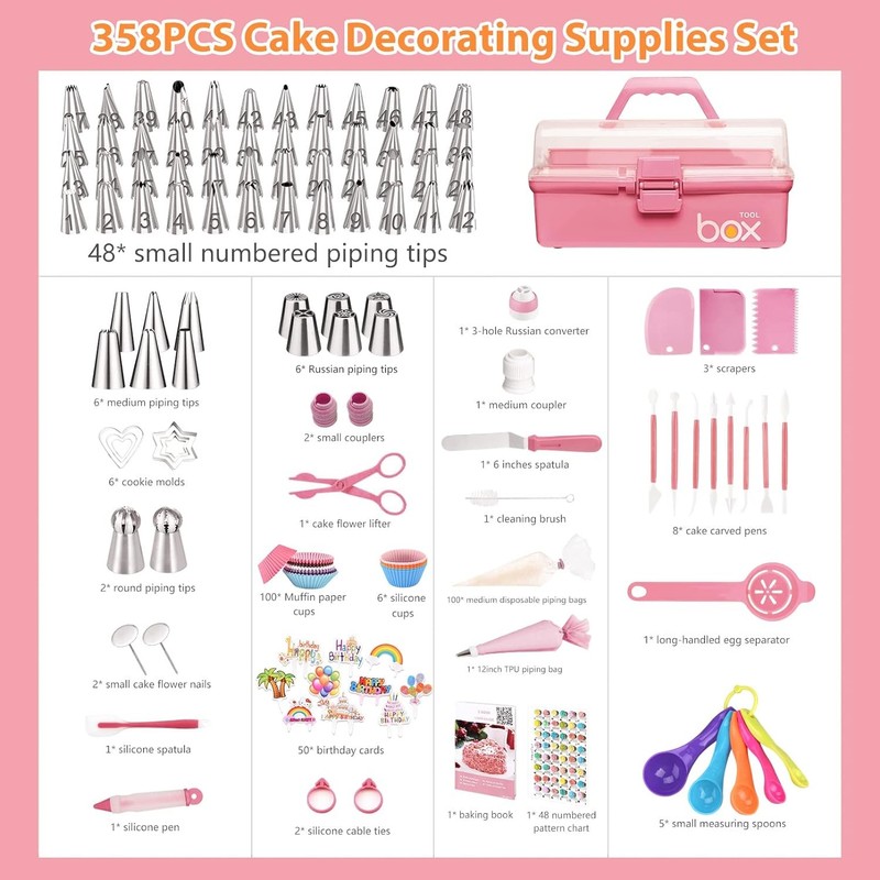 Cake Decorating Supplies Tools Kit: 358Pcs Baking Accessories with Storage Case gallery