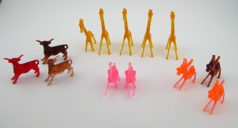 Vintage 1962 Zoo‑Piks USA Cake Toppers Lot 13 Giraffe Donkey Steer Elephant MCM
