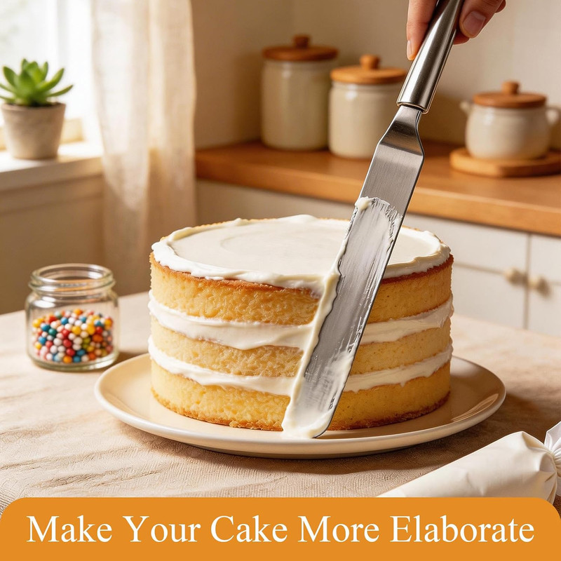 Offset Spatula Set, Cake Decorating Tools with 4, 6, 8 & 10 Inch Blades and 3 Pc gallery