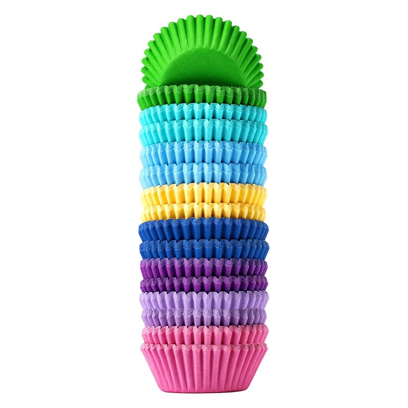Mini Cupcake Liners Muffin Wrappers Rainbow Bright Baking Cups Paper, 400 Pack gallery