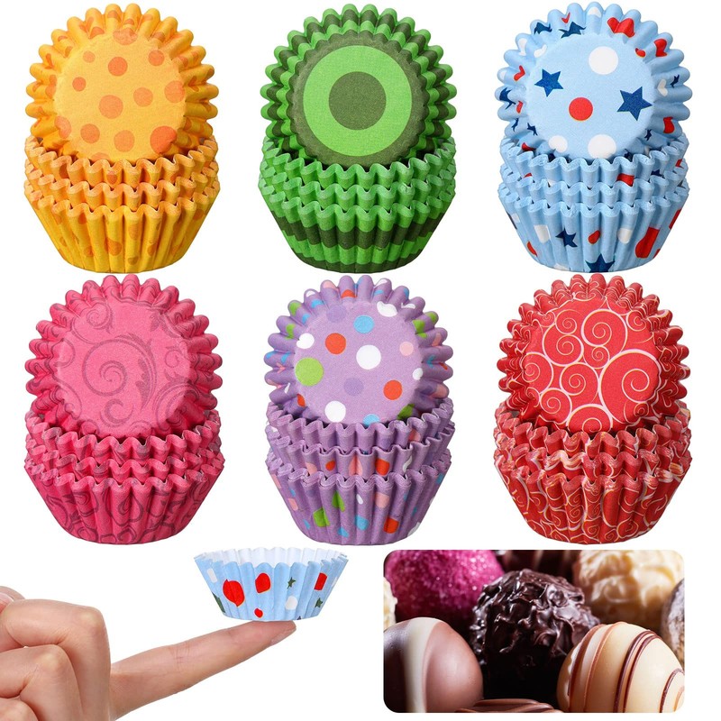600 count Mini Cupcake Paper Liners Rainbow Christmas Baking Cups Colorful Mu…