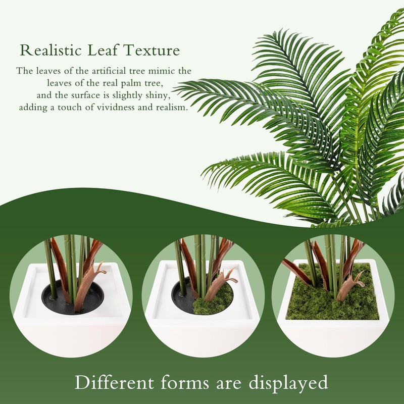 6FT Artificial Palm Tree Indoor Faux Tall with Lifelike Leaves Home Office Decor gallery