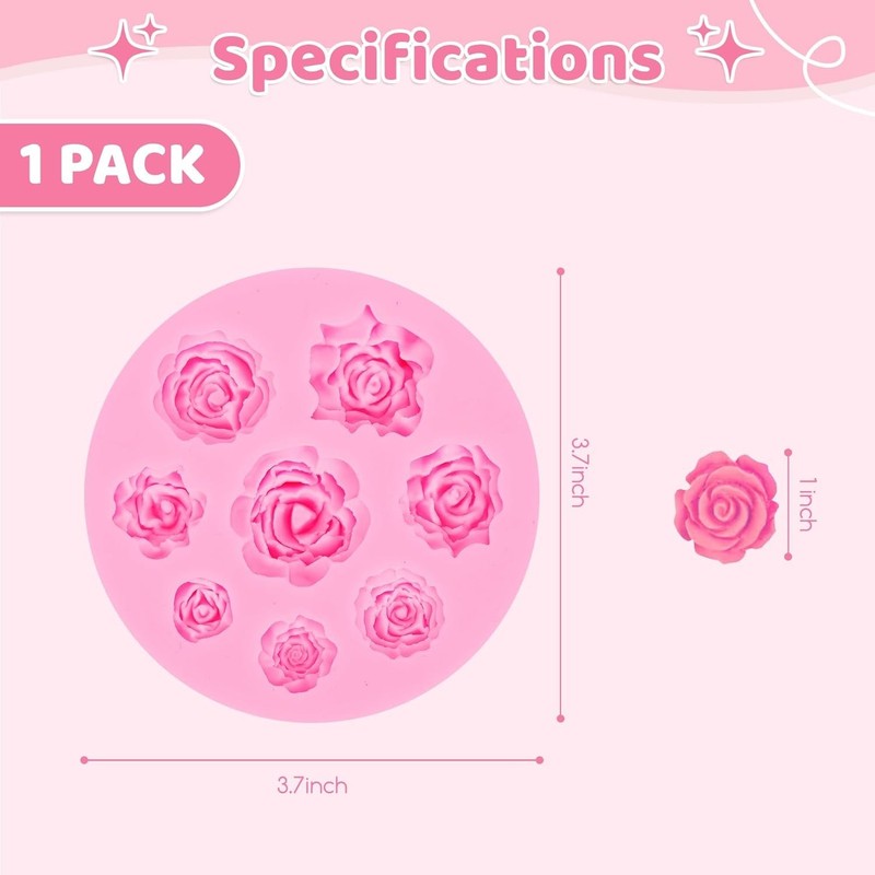 Elegant Rose Silicone Fondant Mold - Perfect for Cake & Chocolate Designs gallery