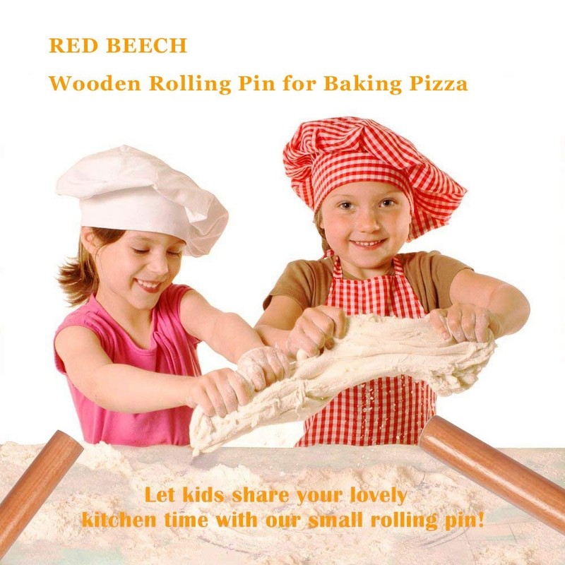 153/4"x11/4" Wooden Rolling Pin for Baking Pizza Dough Roller Beech Wood gallery