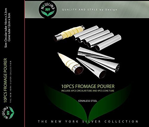 NewlineNY Stainless Steel 10 Pcs FROMAGE POURERS TUBES SET 6 Circular + 4 Con... gallery