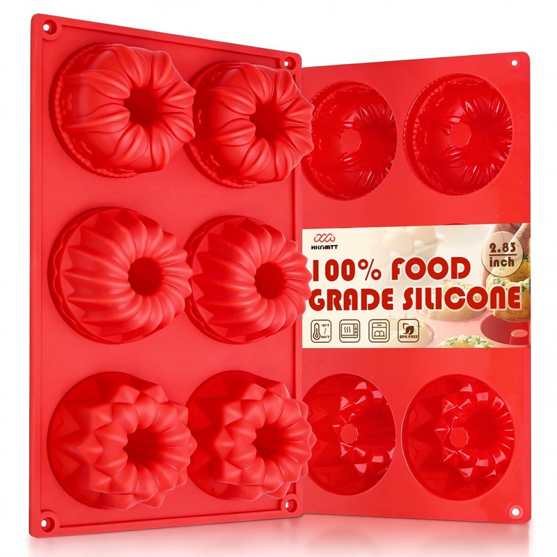 HKMTT Small Silicone Buntz Pan, Mini Fluted Tube Rum Cake Baking Molds, 6 Cav…
