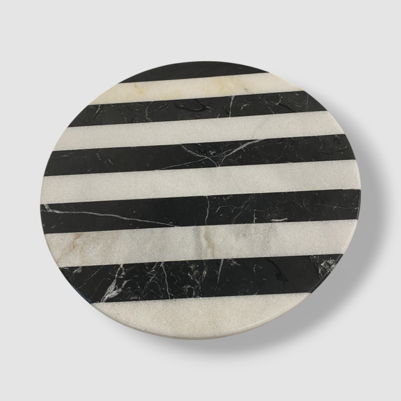 Vetta Home Black/White Striped The Disco Marble Cake Stand 12" Dia gallery
