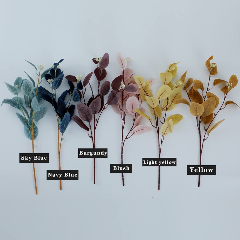 Dallisten 20 Silk Artificial Eucalyptus Stems 12Pcs Fake Eucalyptus Stem Leaves gallery