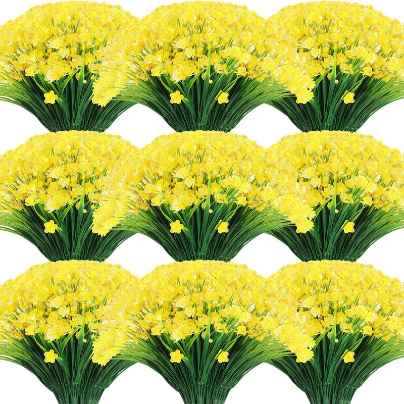 Hoteam 60 Bundles Outdoor Artificial Flowers Plants Uv Resistant Outside Fake