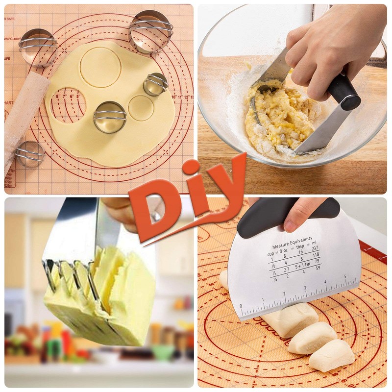 Biscuit Cutter,Pastry Cutter, Bench Scraper, Silicone Pastry Dough Baking Mat... gallery