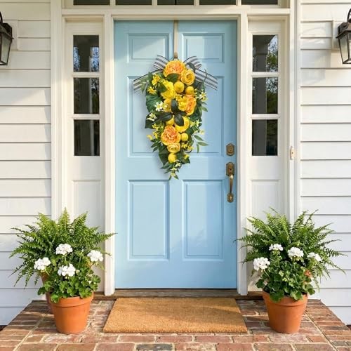 24 Inch Pre-Lit Lemon Swag for Front Door with 10 LED Lights Artificial Spring gallery