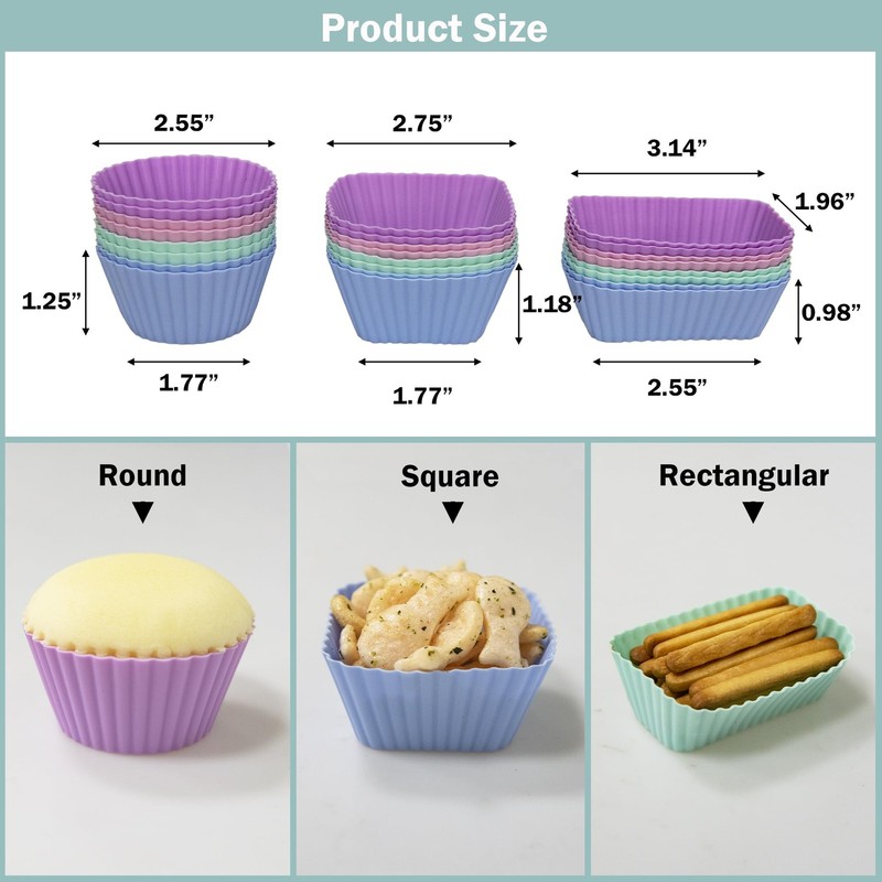 Silicone Cupcake Liners Lunch Dividers，Non-Stick Silicone Muffin Cups, Bento ... gallery