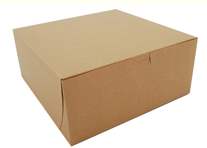 Brown Kraft Paperboard Cake/Bakery Box 9″ x 9″ x 3″ (250/cs)