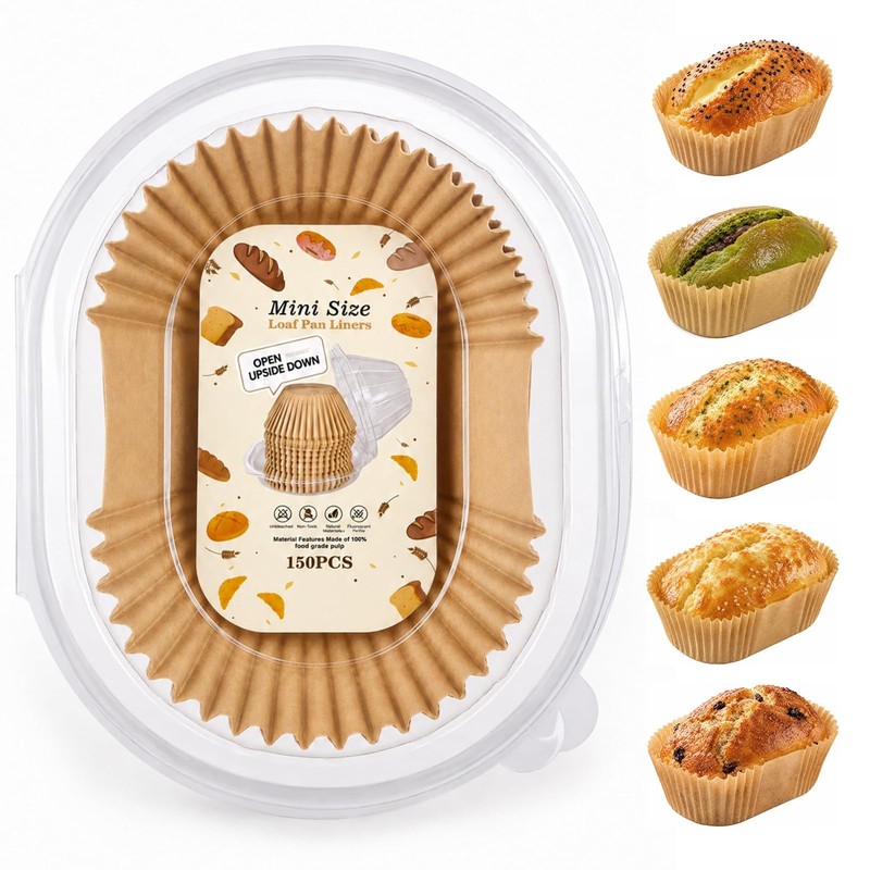 150 Pcs Mini Loaf Pan Liners Compatible with Wilton 3.08″x1.97″x1.57″,