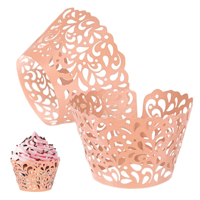 50-Pack Water Drop Cupcake Liners for Wedding Party Decoration[Pink]