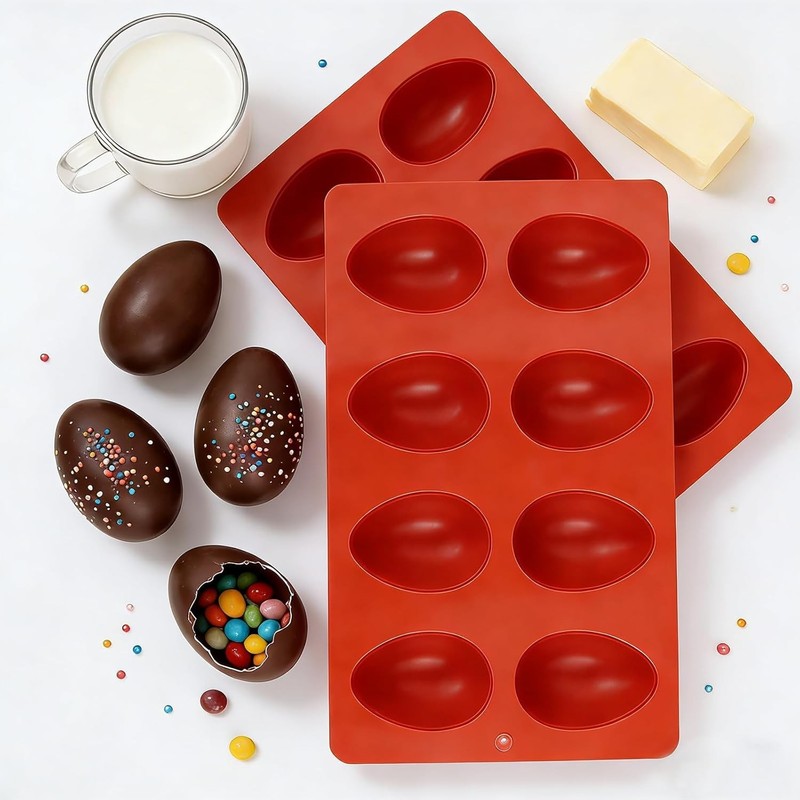 2 Pack Silicone Egg Molds 8 Cavity Easter Silicone Candy Mold 3D Egg-Shaped S... gallery