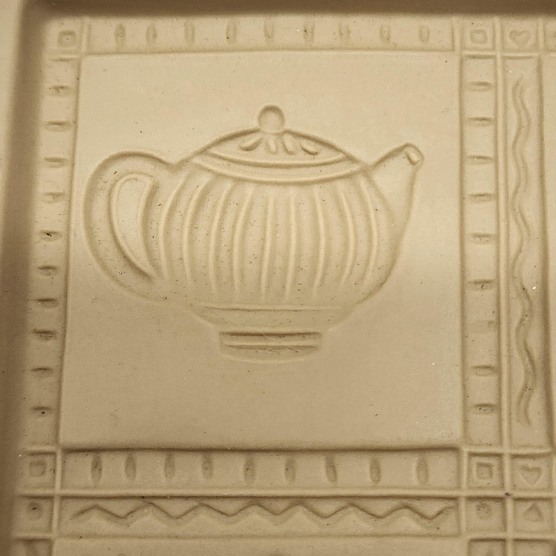 Vintage Brown Bag Cookie Art Teapot Cut-Apart Cookie Mold Ceramic Beige USA gallery