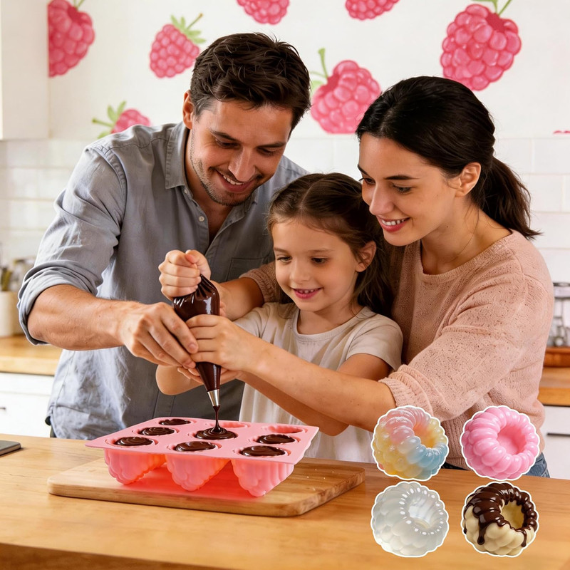 2Pcs Silicone Raspberry Mousse Molds for Mousse Cake, 9-Cavity Raspberry Fruit M gallery