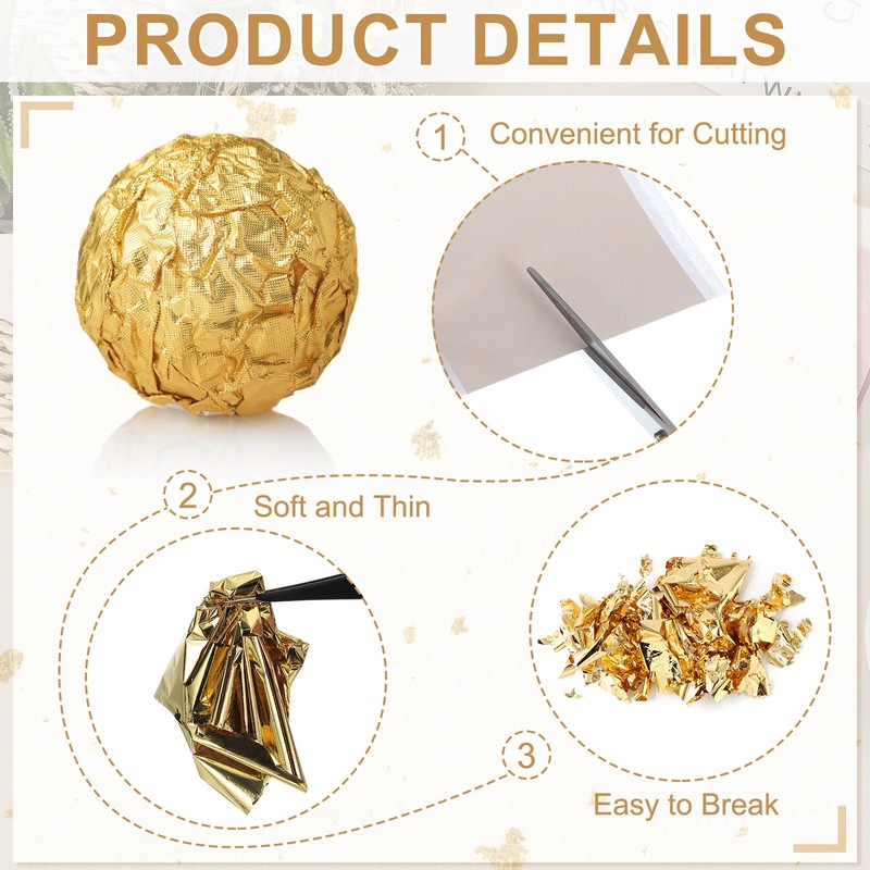 100Pcs 3.7"x3.4" Gold Leaf Sheets Gold Foil Sheet Metallic Leaf Paper Light Blue gallery