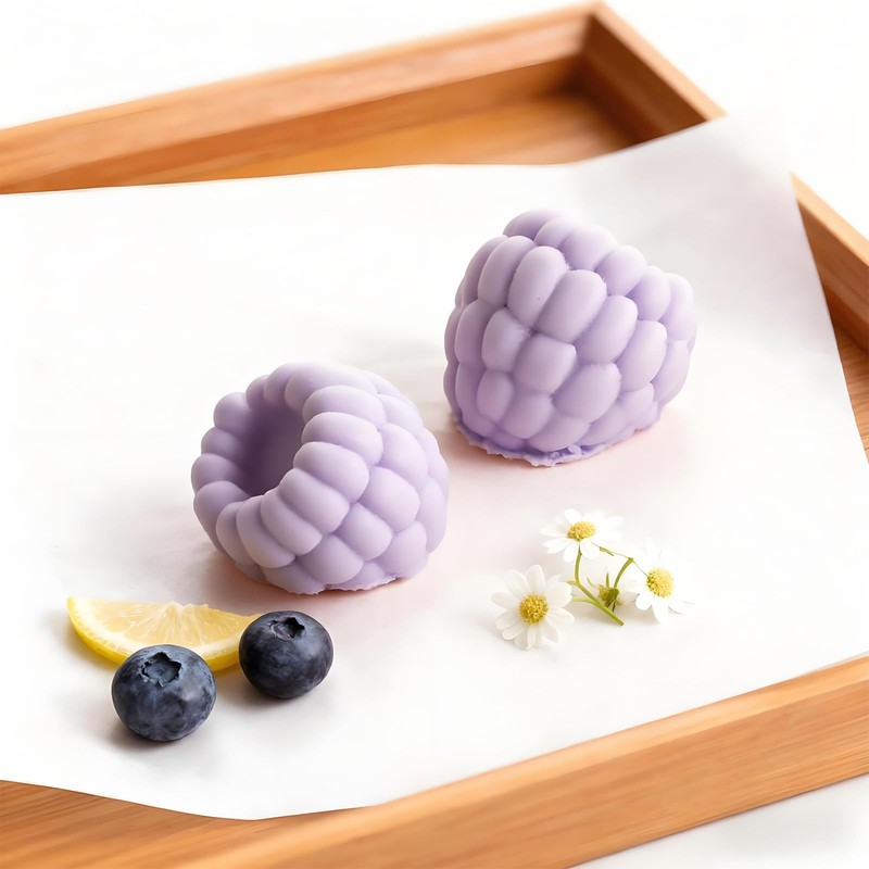 6-Cavity Raspberry Silicone Molds for Mousse Cake, Large Fluted Design, White gallery