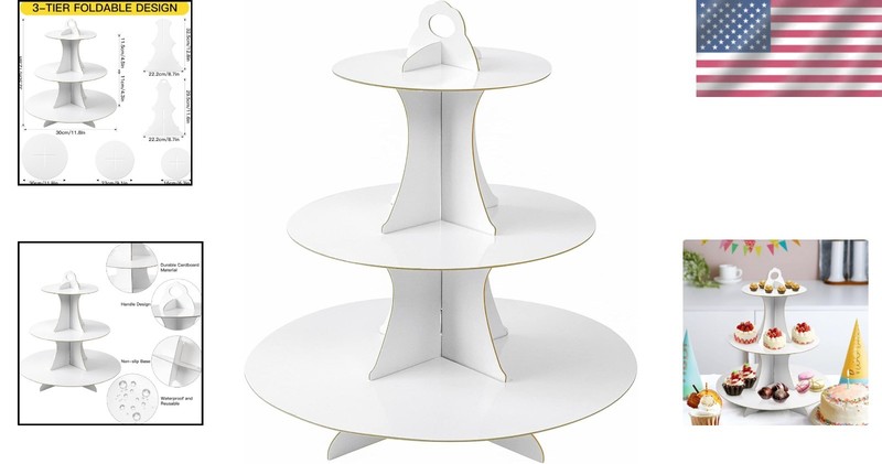 Elegant 3-Tier White Cupcake Stand - Perfect for Every Celebration gallery