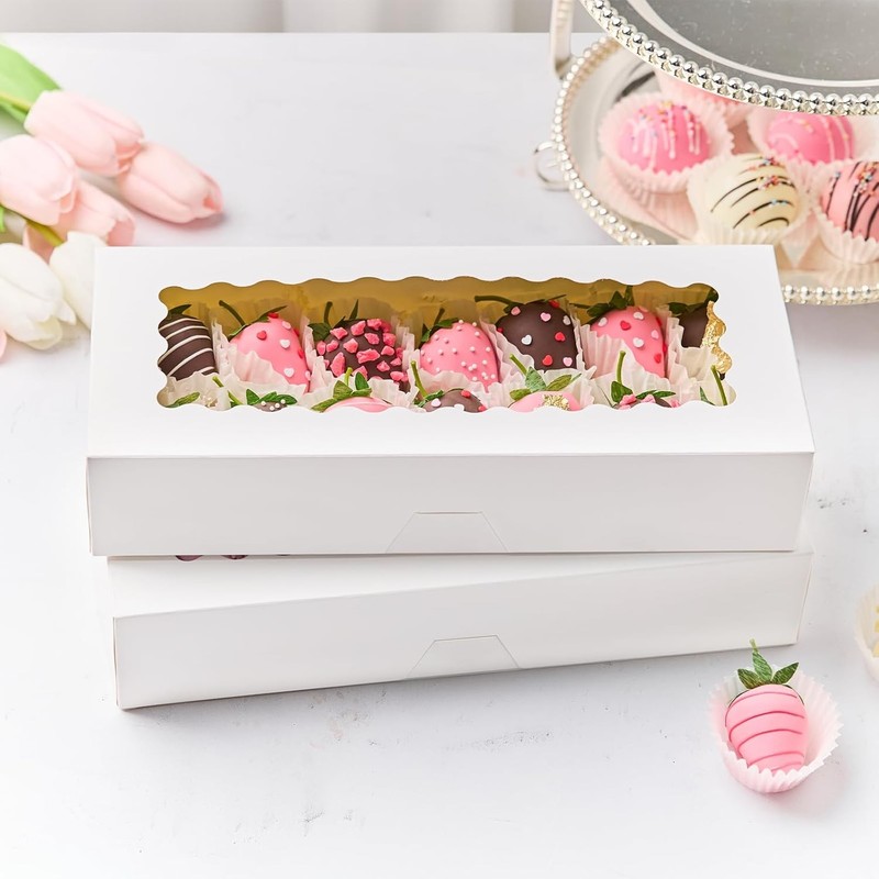 Kucoele 30 PCS Cookie Boxes with Window, 12.5 x 5.5 x 2.5 Inches Bakery Boxes gallery