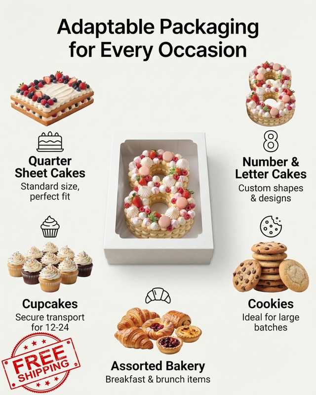 Baregamyan 14x10x4 inch white cake boxes w/ window 15pcs gallery