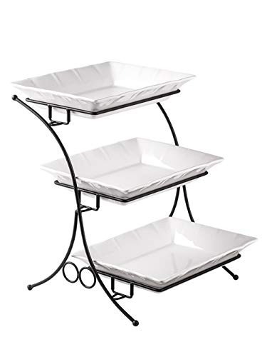 Porcelain Baking Set with Stand Tiered Serving Stand 3 Tier Buffet Server with gallery
