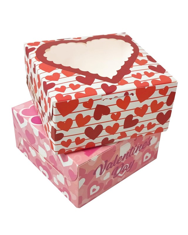 60 PCS 6x6x3" Valentine Cookie Boxes Window Small Pastry Bakery Heart Love gallery