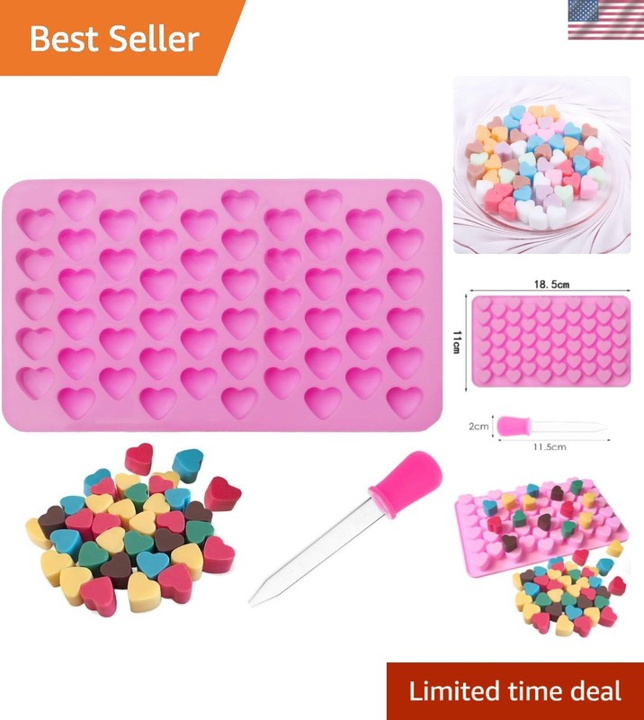 Versatile 55 Cavity Silicone Heart Mould with Dropper – Perfect for Gifting