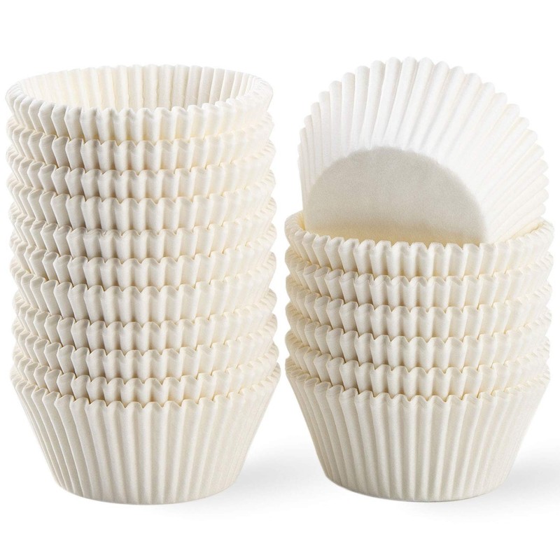 Standard White Cupcake Liners 500 Count, No Smell, Food Grade & Grease-Proof Bak