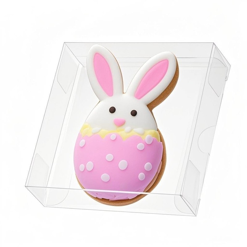 50 Pack 4x4x1.2inch Clear Single Cookies Boxes with Full Window Plastic Bakery