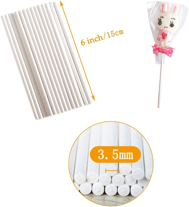 200 Count White Lollipop Sticks,6-Inch Paper Sticks Sucker Stick for Cake Pops,C gallery