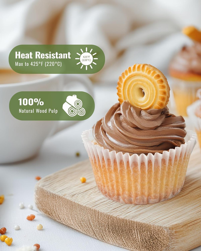 200pcs Standard White Cupcake Liners for Baking, Upgraded Natural Muffin Liners, gallery