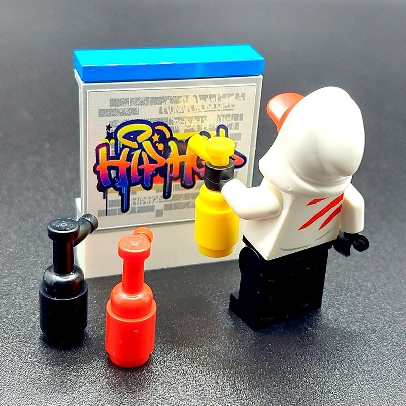 Genuine LEGO Graffiti Artist Cake Topper Decoration Mysterious Hooded Urban Art gallery