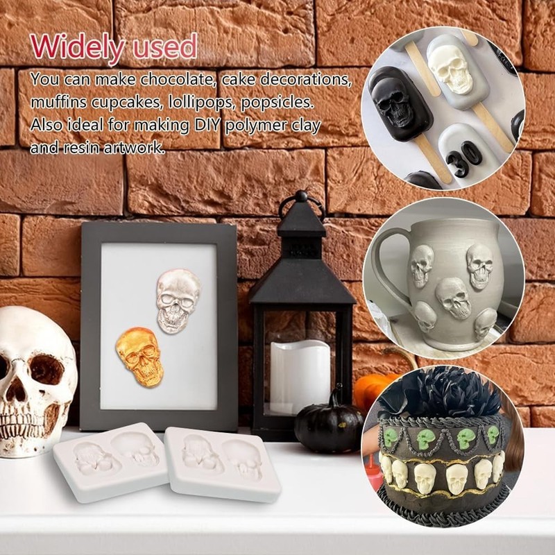 Versatile Skull Chocolate and Cake Mold - Durable Silicone Tool for DIY Fun gallery