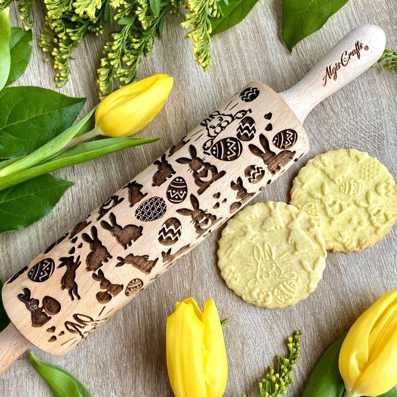 Embossing Rolling Pin embossed Dogh Roller for EASTER Embossed Cookies and Po... gallery
