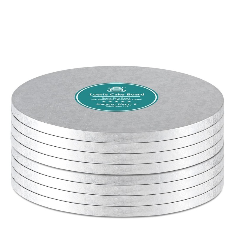 8 PCS Silver Round 14 Inch Cake Drums 1/2 Inch Thick Cardboard Base Board