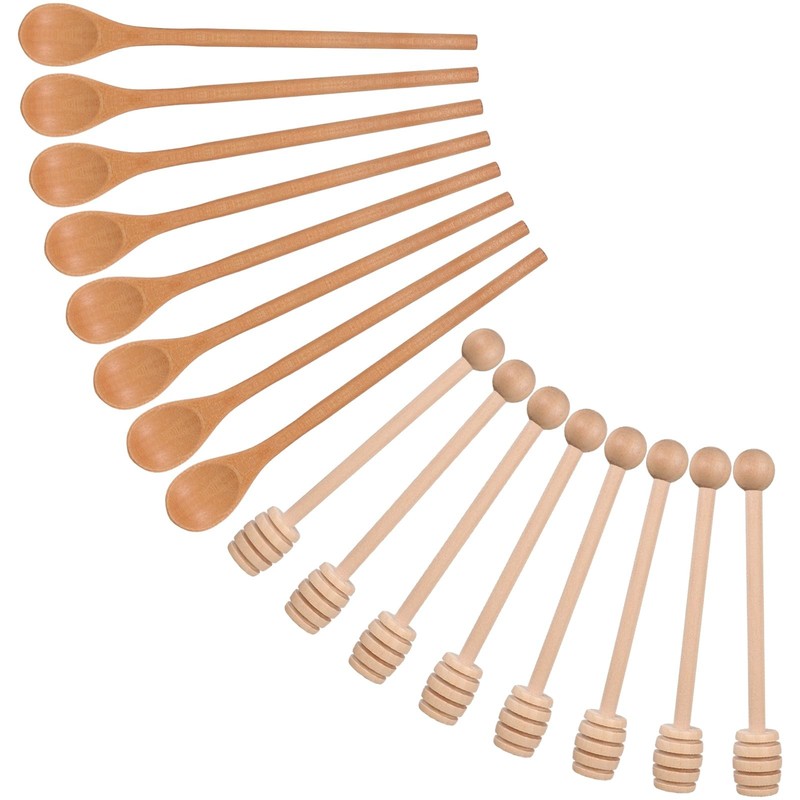 8 Pcs 6 Inch Honey Dipper Sticks and 8 Pcs 7.9 Inch Long Handle Coffee Stirri…