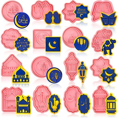 16-Piece Ramadan Cookie Cutter Set - Eid Mubarak Plunger Stamps, Moon & Star Mol gallery