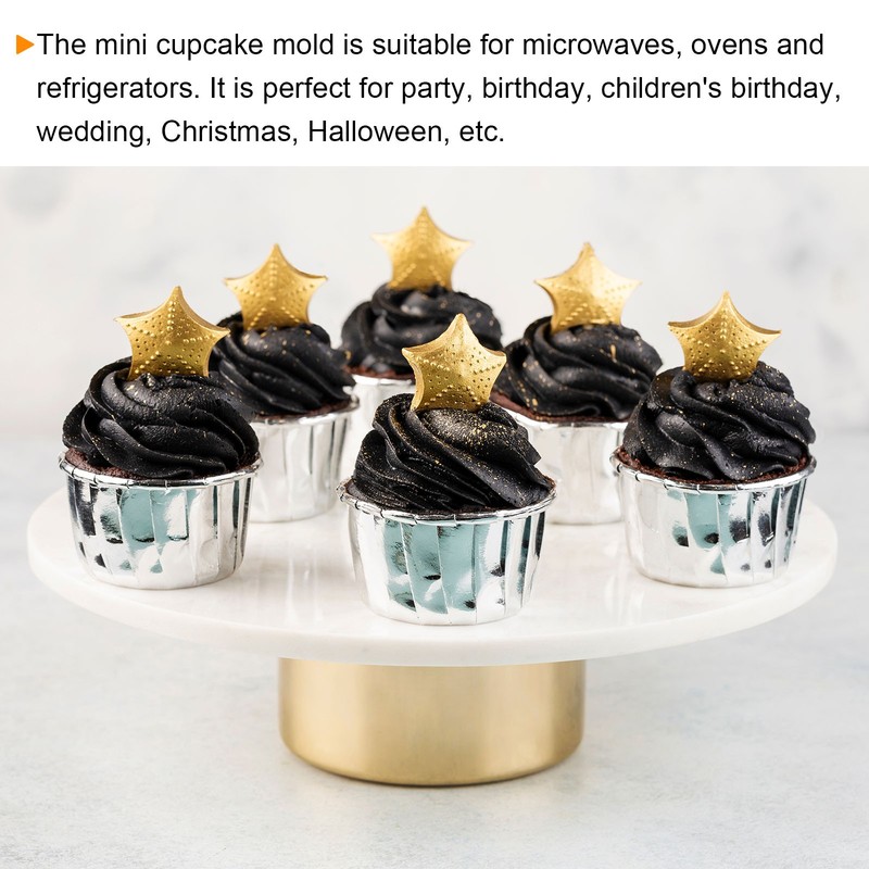 Blue Gold Cupcake Cups, 100pcs Aluminum Foil Standard Cupcake Liners gallery