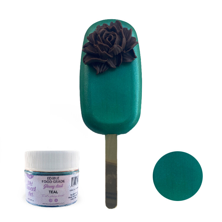 TEAL Edible Glitter dust, 4 grams jar | Glossy dust , Food grade | shimmer dust