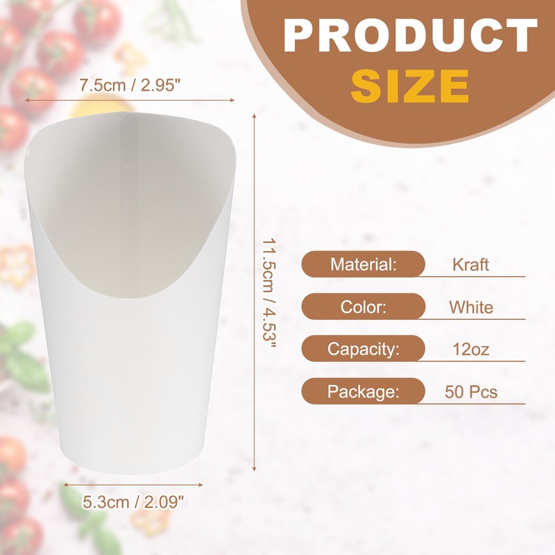 50Pcs French Fries Holder, 12oz Disposable Paper Charcuterie Cups, White gallery